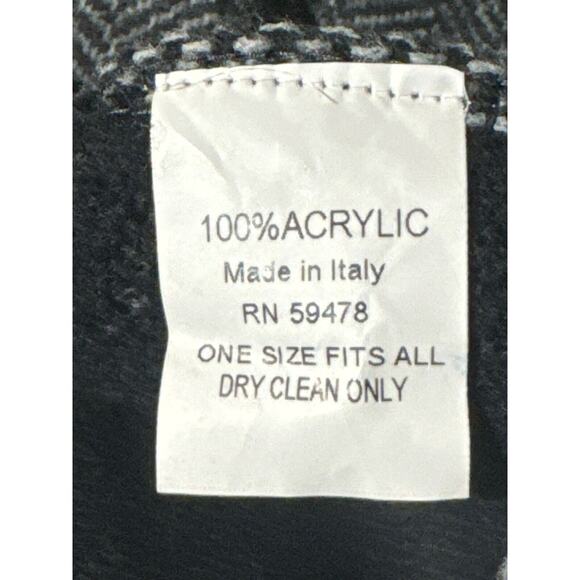 Terra Di Siena Grey and Black Shawl Open Front Wrap with Fringe One Size - Picture 7 of 7